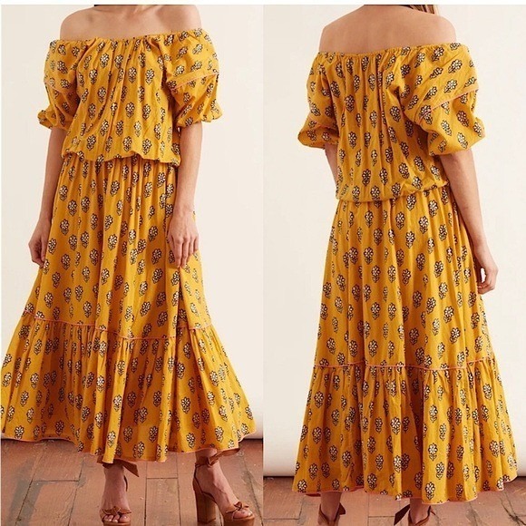 RHODE Dresses & Skirts - Rhode Frida Dress Womens XS Yellow Resortwear Cottagecore Summer Beach